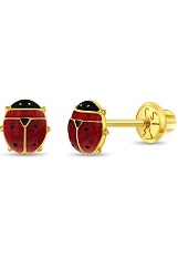 very nice gold 5mm ladybug stud baby earrings